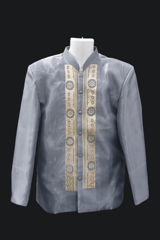 Organza Coat Barong - Gray Blue