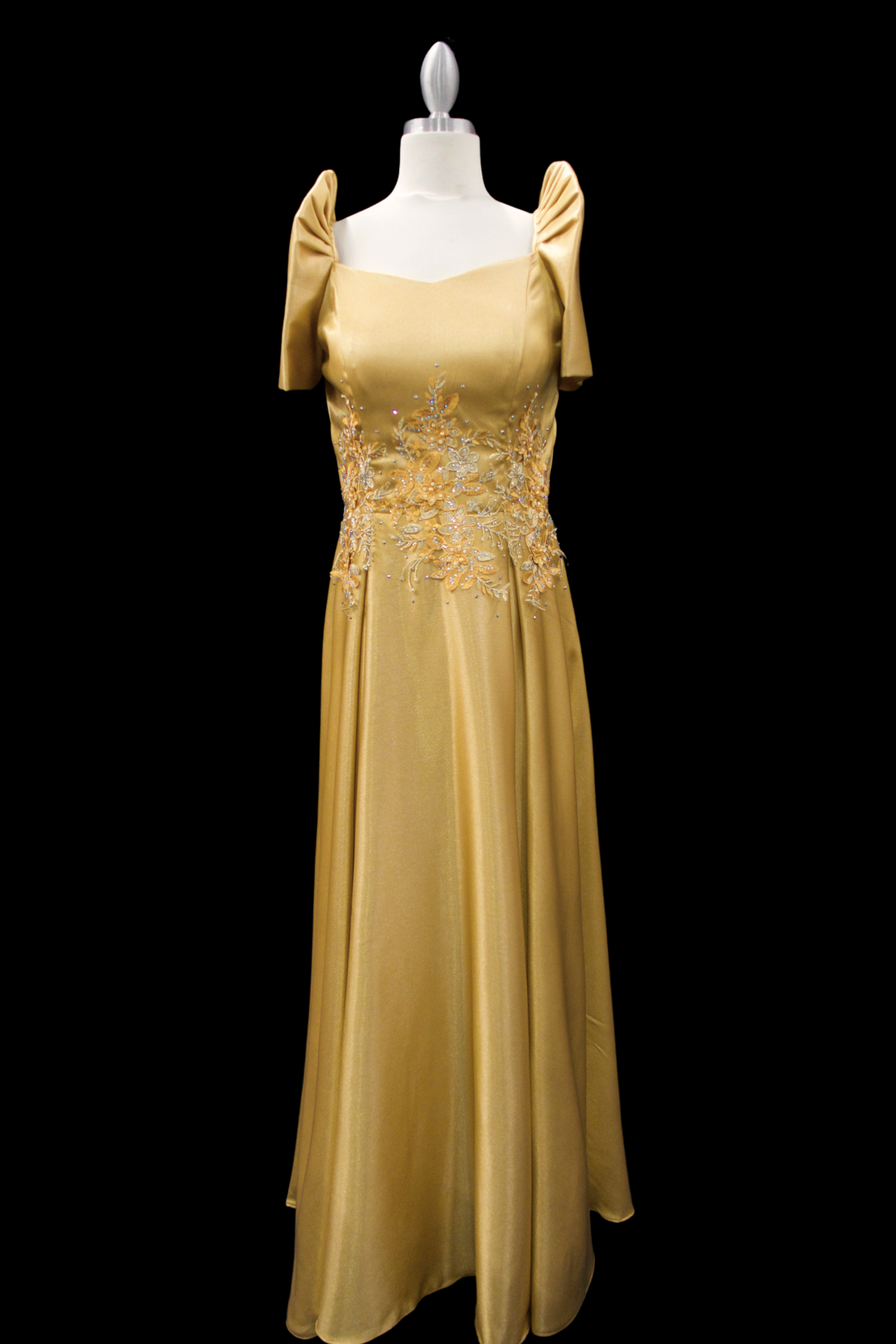 Diamond Satin Filipiniana Gown - Matte Gold