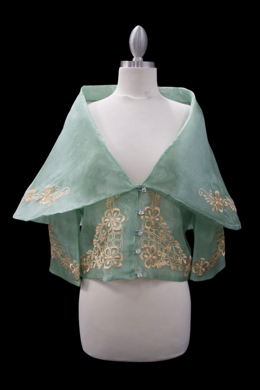 Maria Clara Filipiniana Blouse - Sage Green