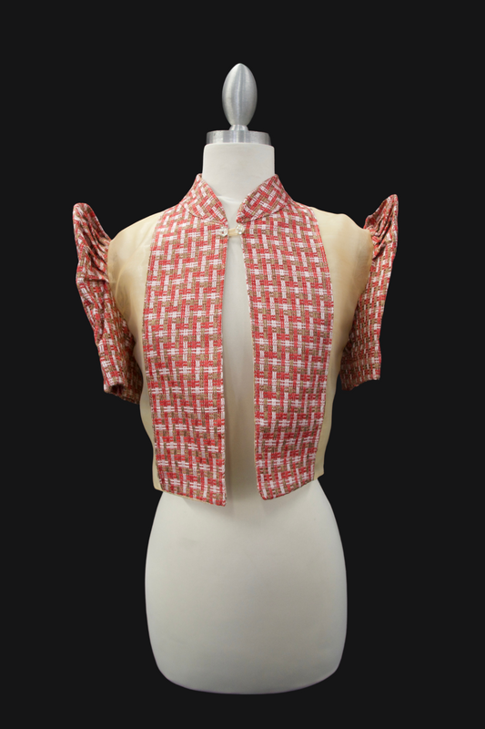 Single Button Bolero - Red Ethnic Print