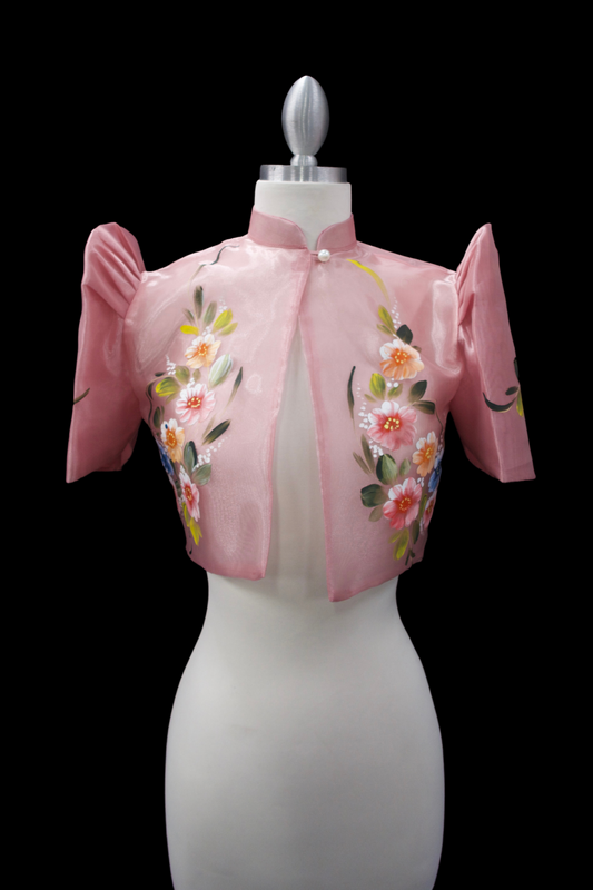 Hand Painted Single Button Bolero - Pink