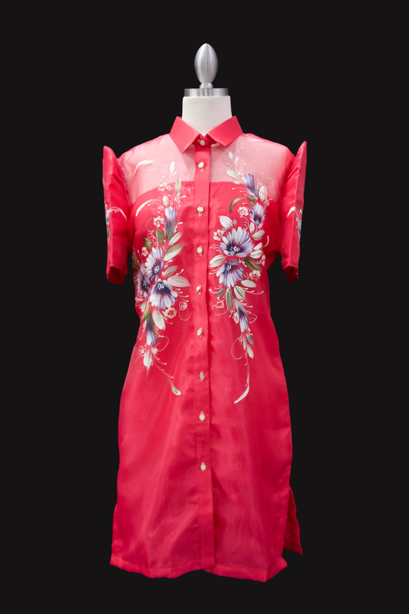 Handpainted Barong Dress - Fuschia Pink