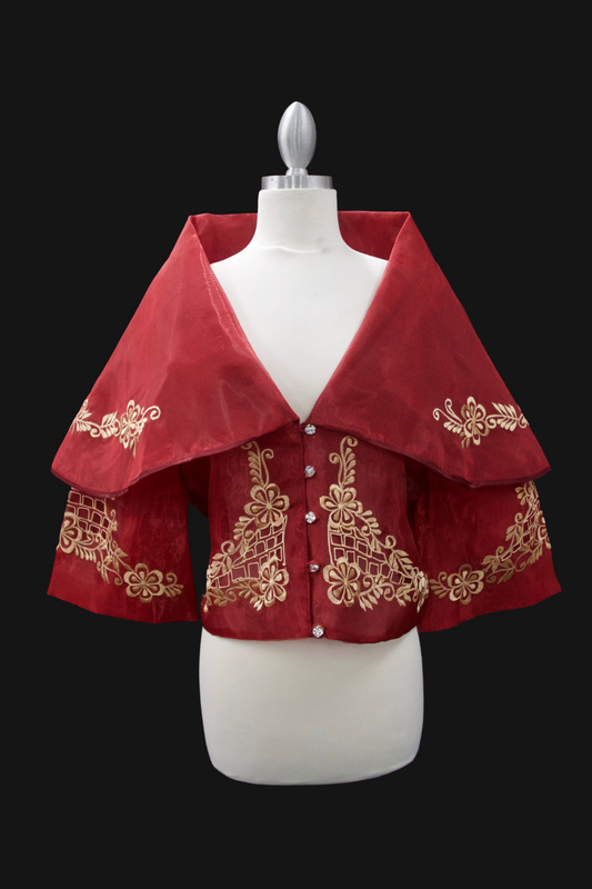 Maria Clara Filipiniana Blouse - Burgundy