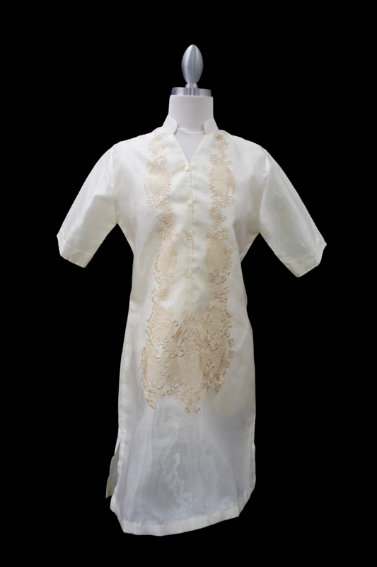 3/4 Sleeve Geena Barong Dress - Beige 2