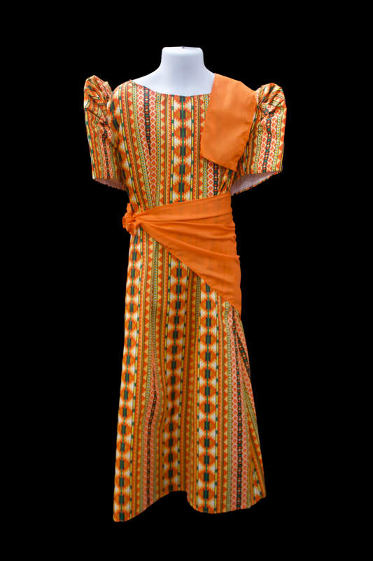 Girl's Balintawak Tribal Dress - Orange