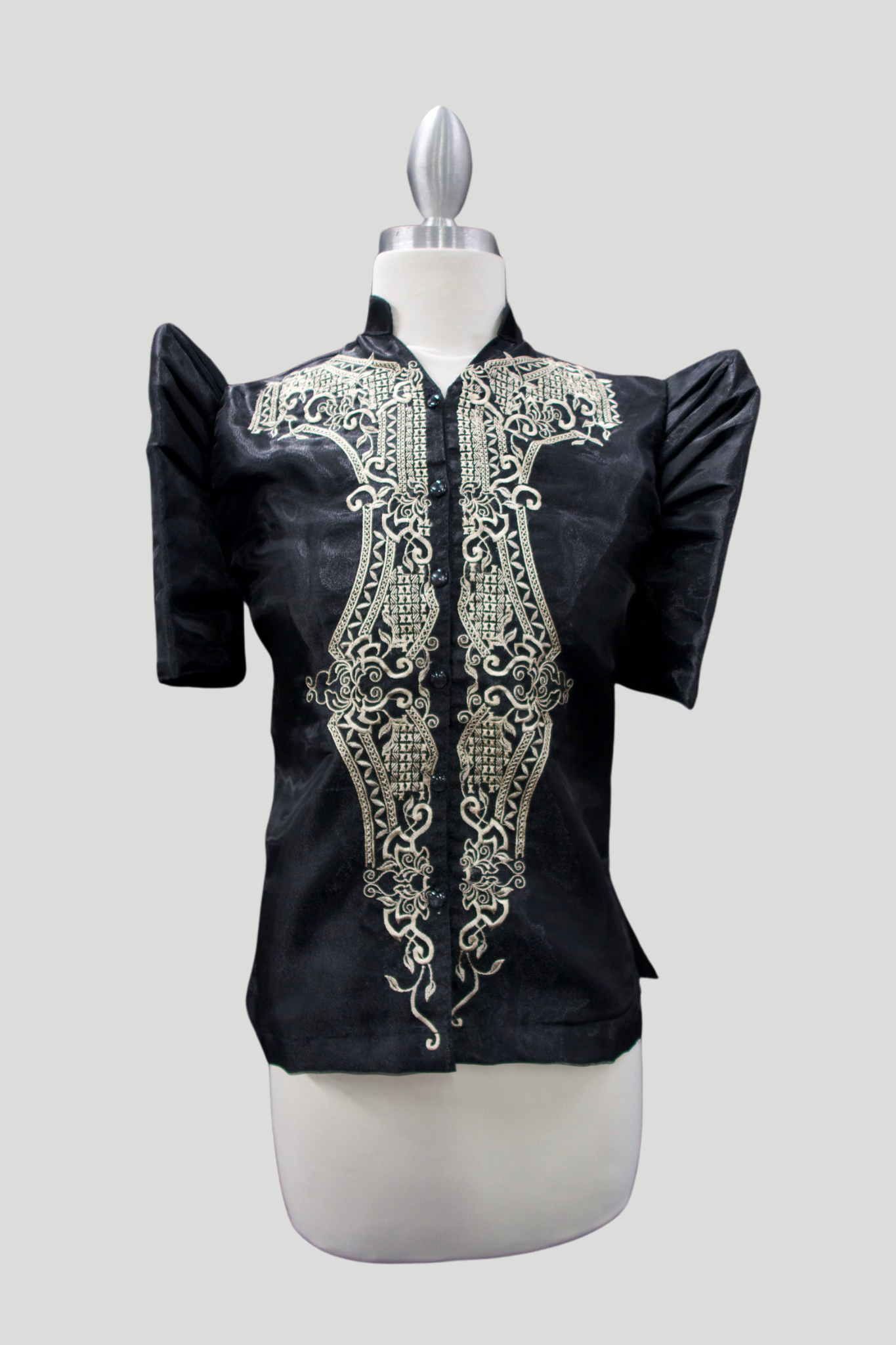 Mestiza Barong Blouse - Black/Mocha 1