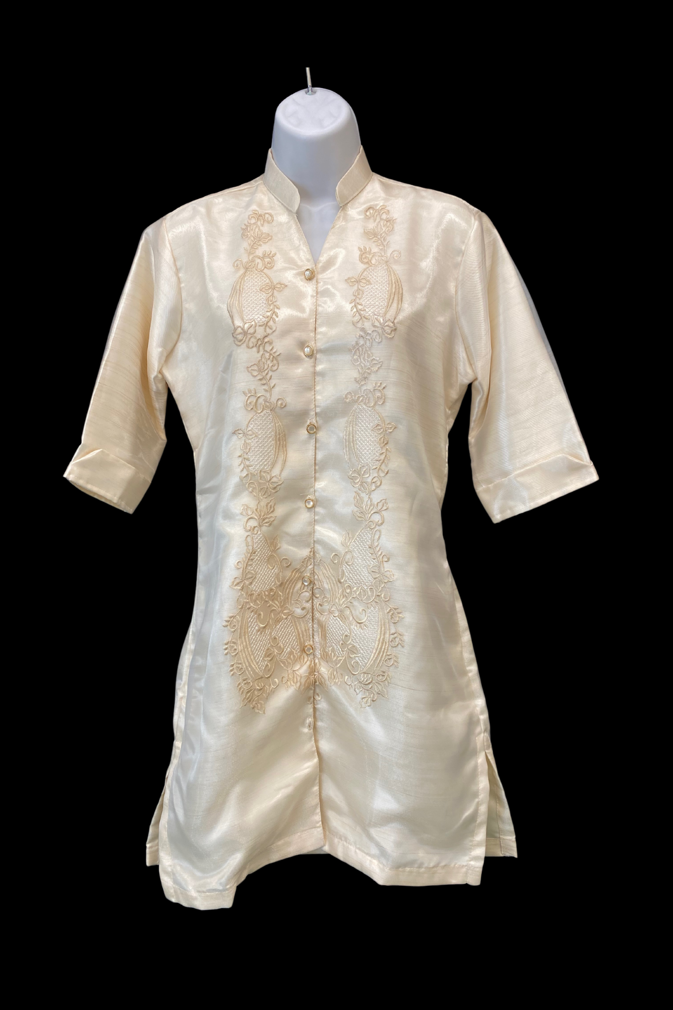 Satin Barong Dress - Beige