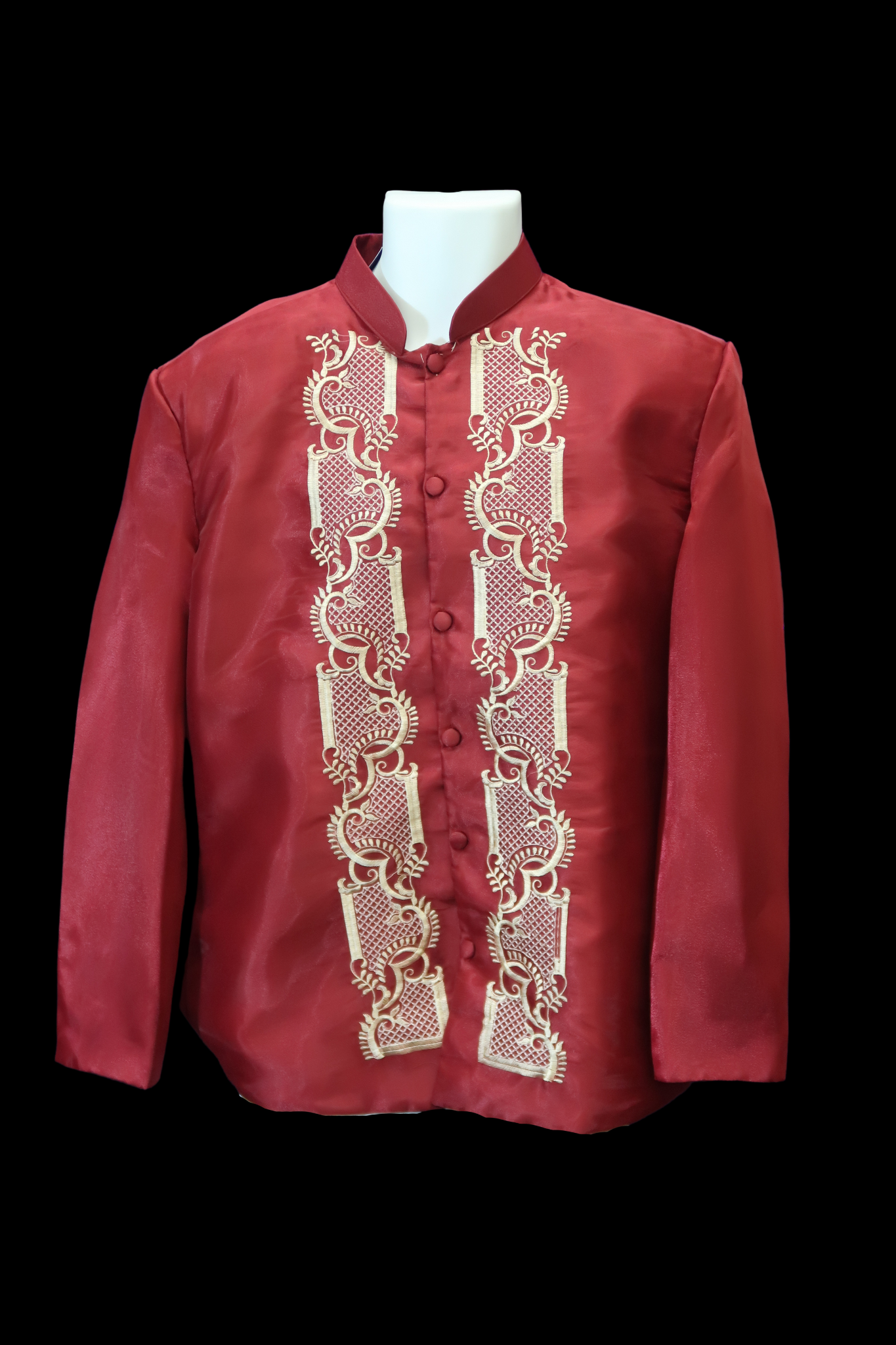 Organza Coat Barong - Burgundy