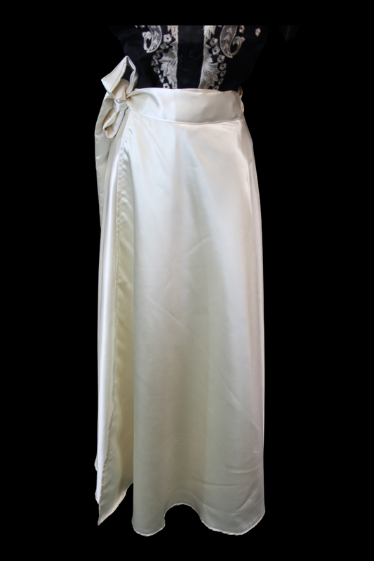 Satin Wrap Skirt - Beige