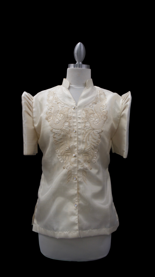 Satin Mestiza Barong Blouse - Beige