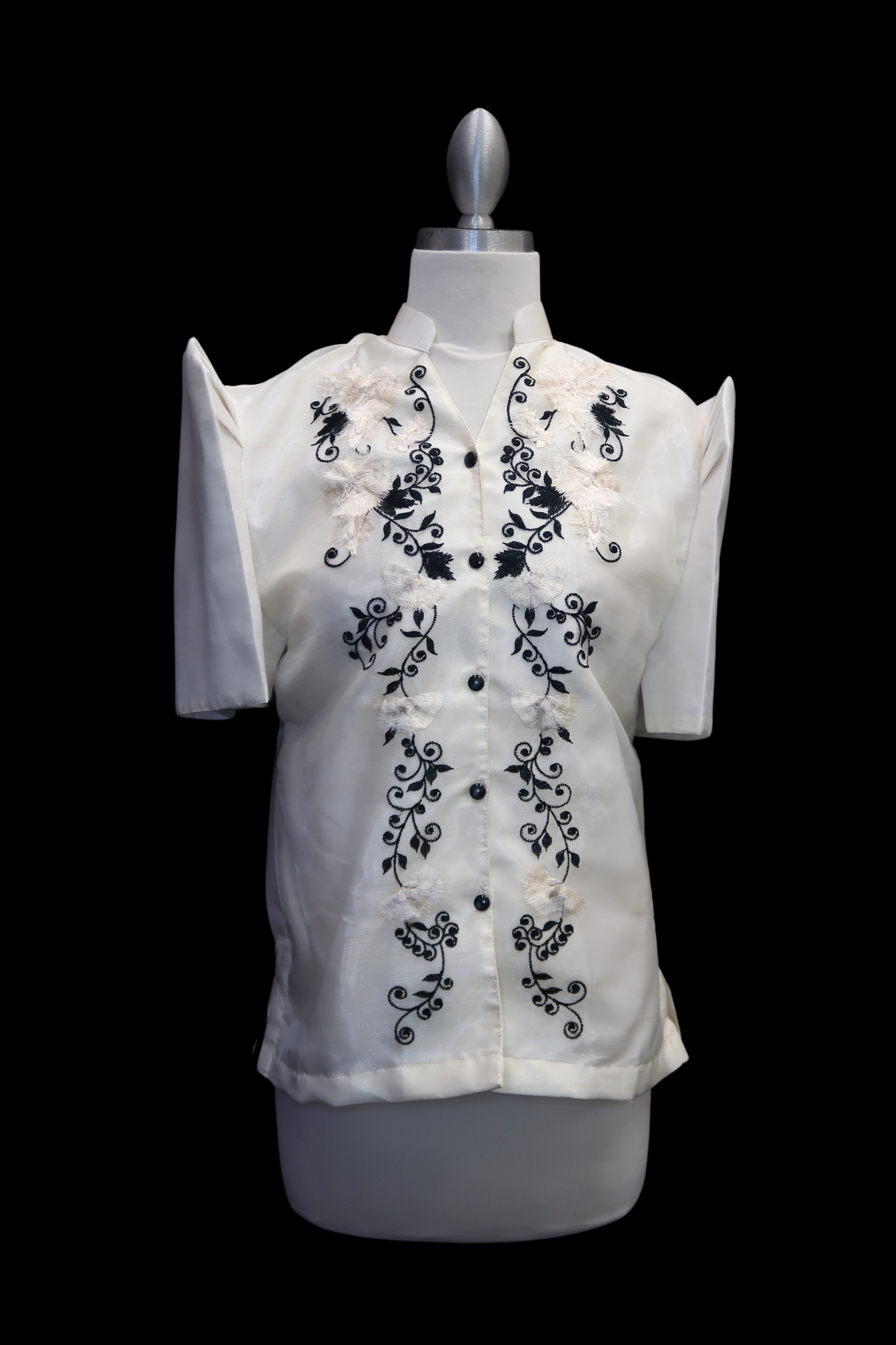 Mestiza Barong Blouse - Beige/Black 2