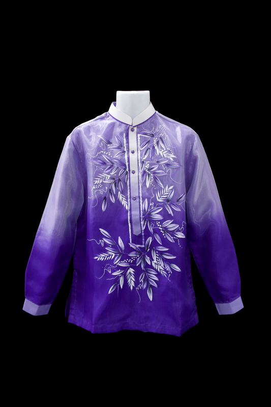 Hand Painted Organza Barong - Purple