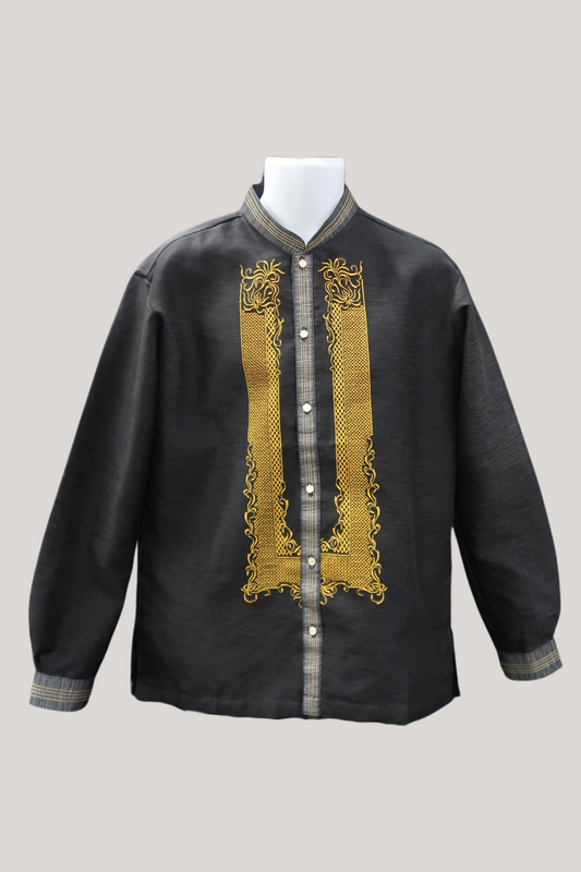 Jusilyn Barong - Charcoal Black w/ Yellow Gold