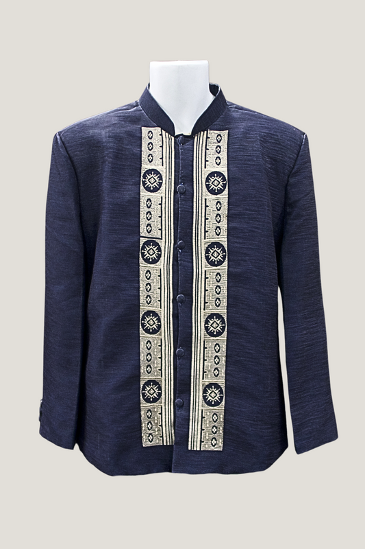 "Lakan" Navy Cocoon Coat Barong