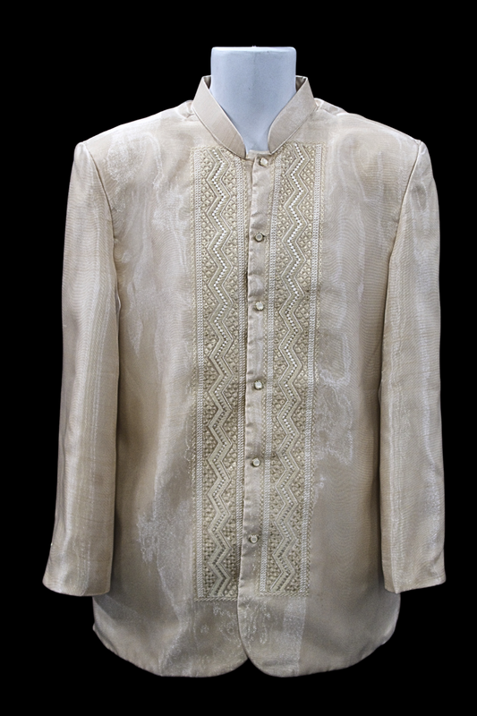 Mocha Organza Coat Barong - Zigzag