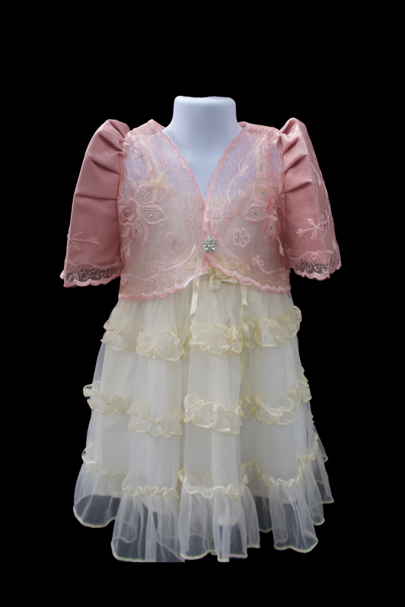 Kid's Crop Lace Bolero - Pink
