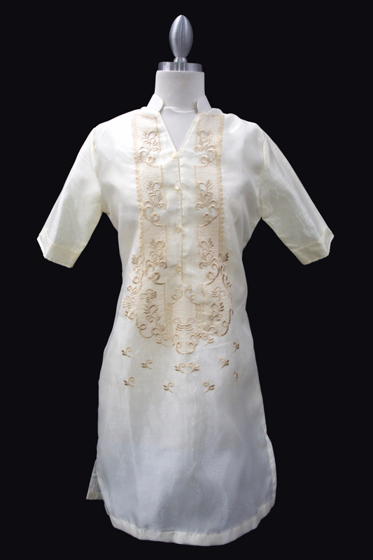 3/4 Sleeve Geena Barong Dress - Beige