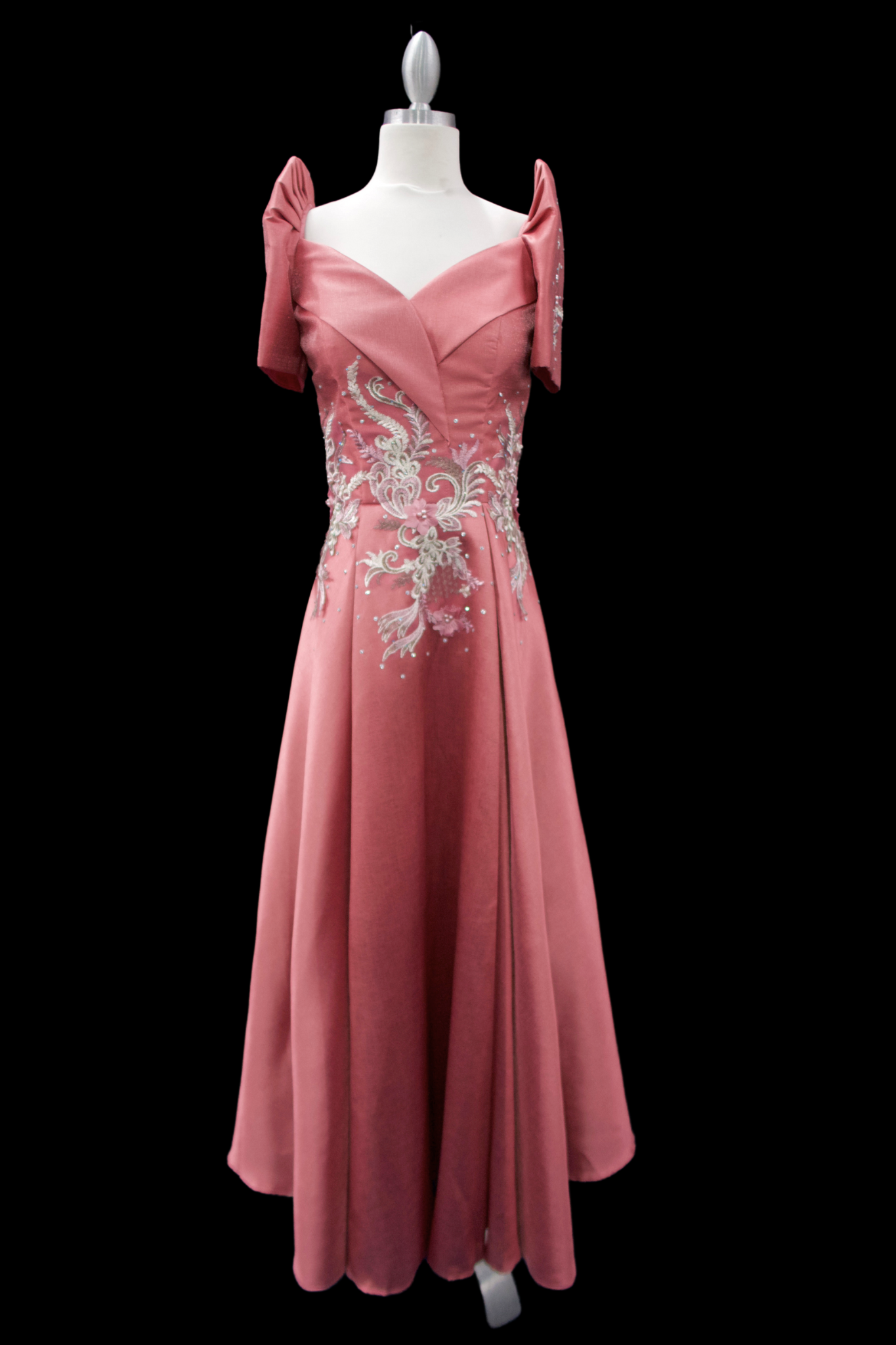 Metallic Gazar Overlap Gown - Pink