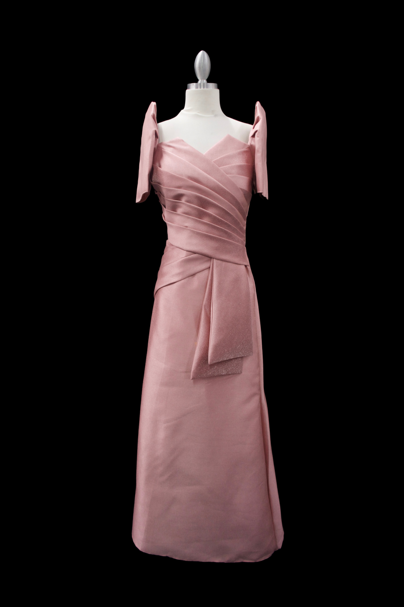 Metallic Gazar Straight Cut Gown - Old Rose