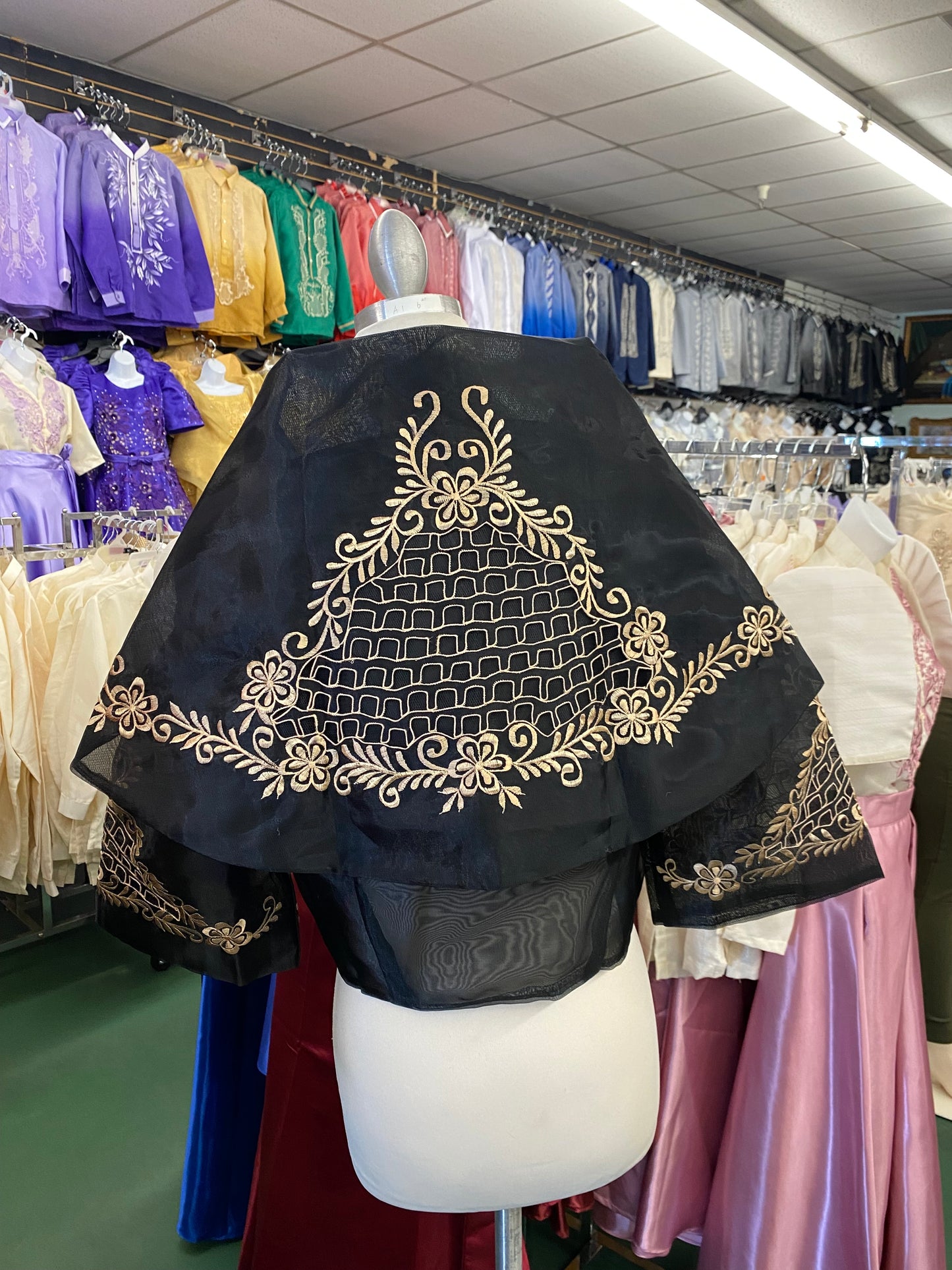 Maria Clara Filipiniana Blouse - Black