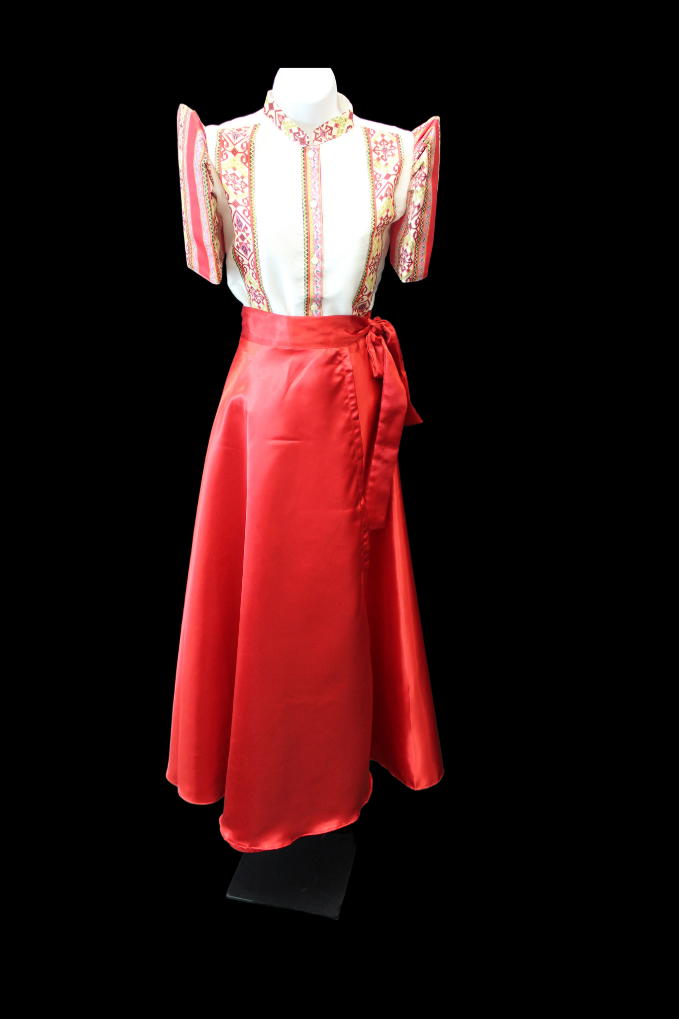 Satin Wrap Skirt - Red