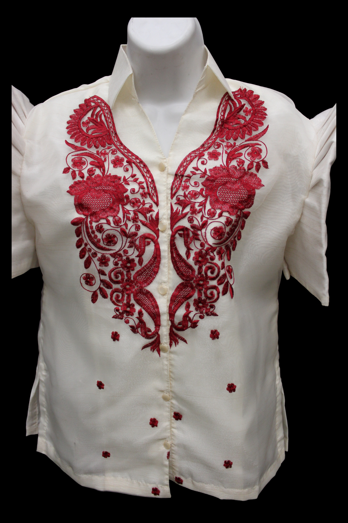 Mestiza Barong Blouse - Burgundy