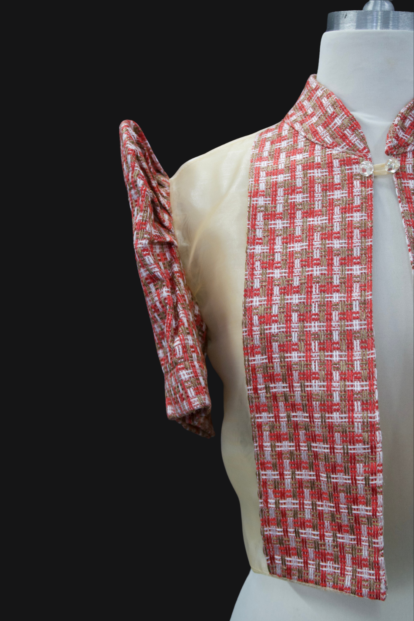 Single Button Bolero - Red Ethnic Print