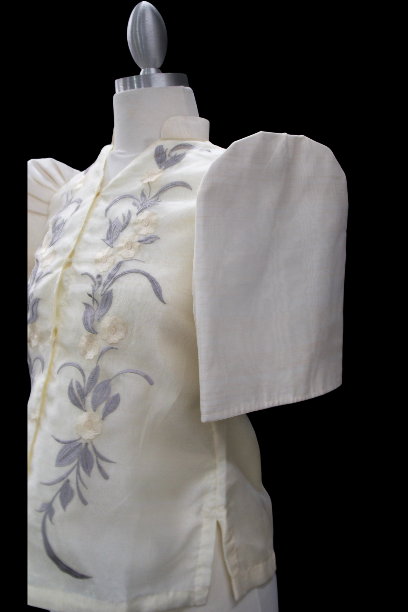 Mestiza Barong Blouse - Beige/Gray