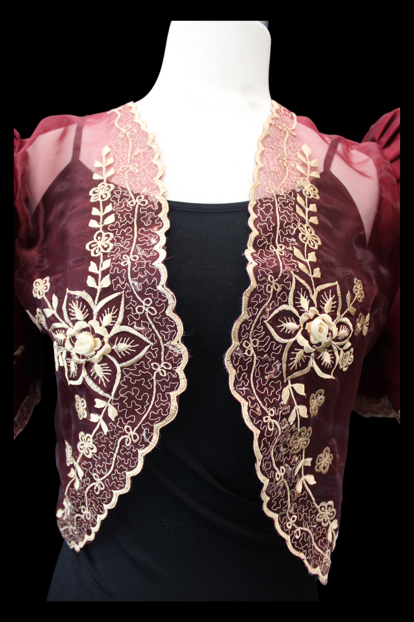 Burgundy Lace Bolero