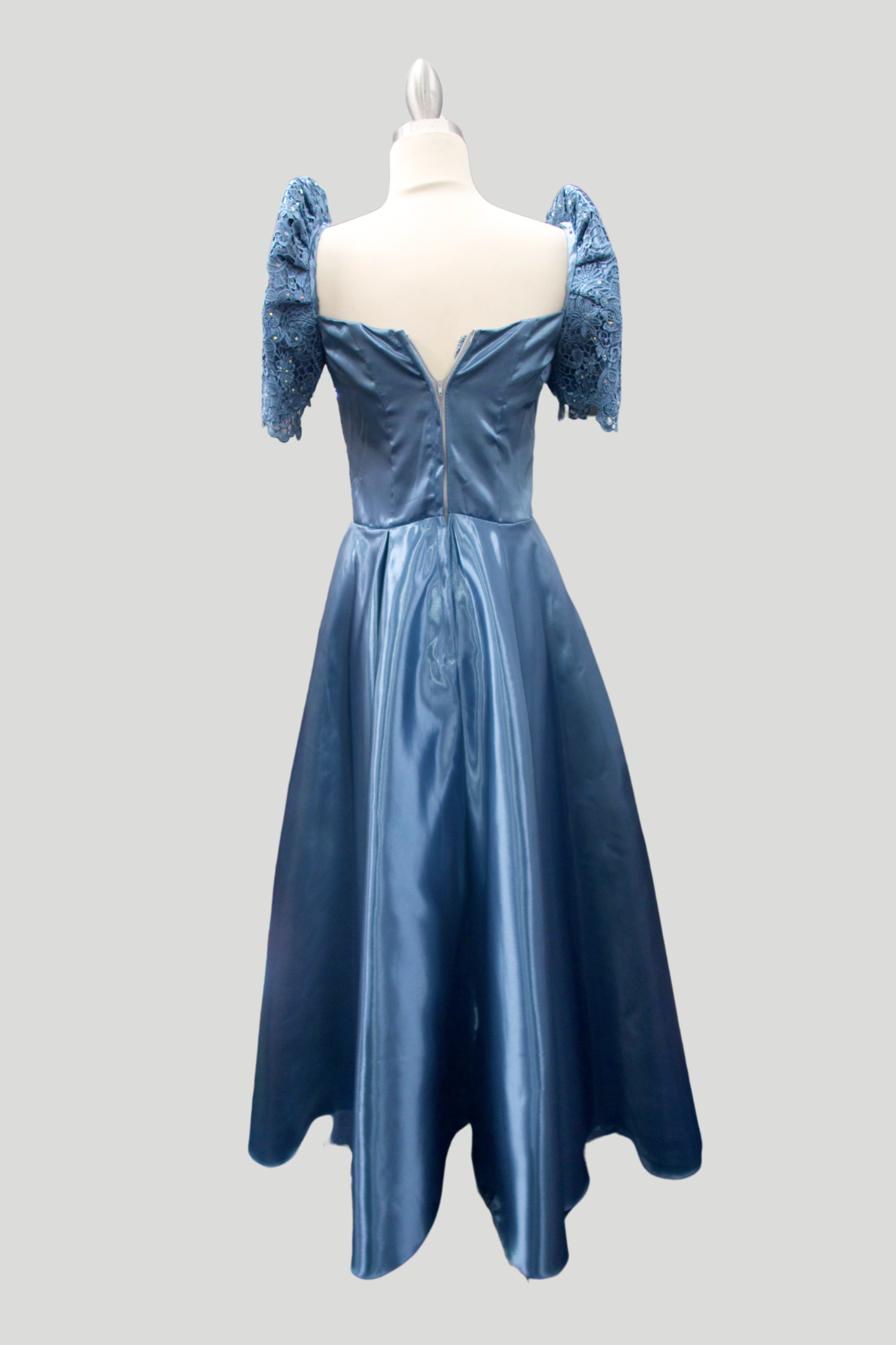 Dusty Blue Satin Ball Gown