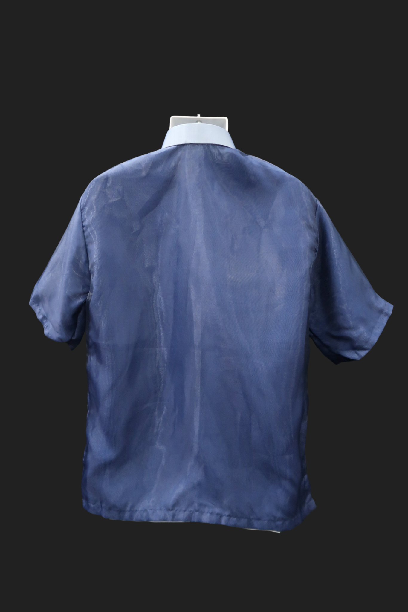 Navy Blue Short Sleeve Organza Barong - Dario