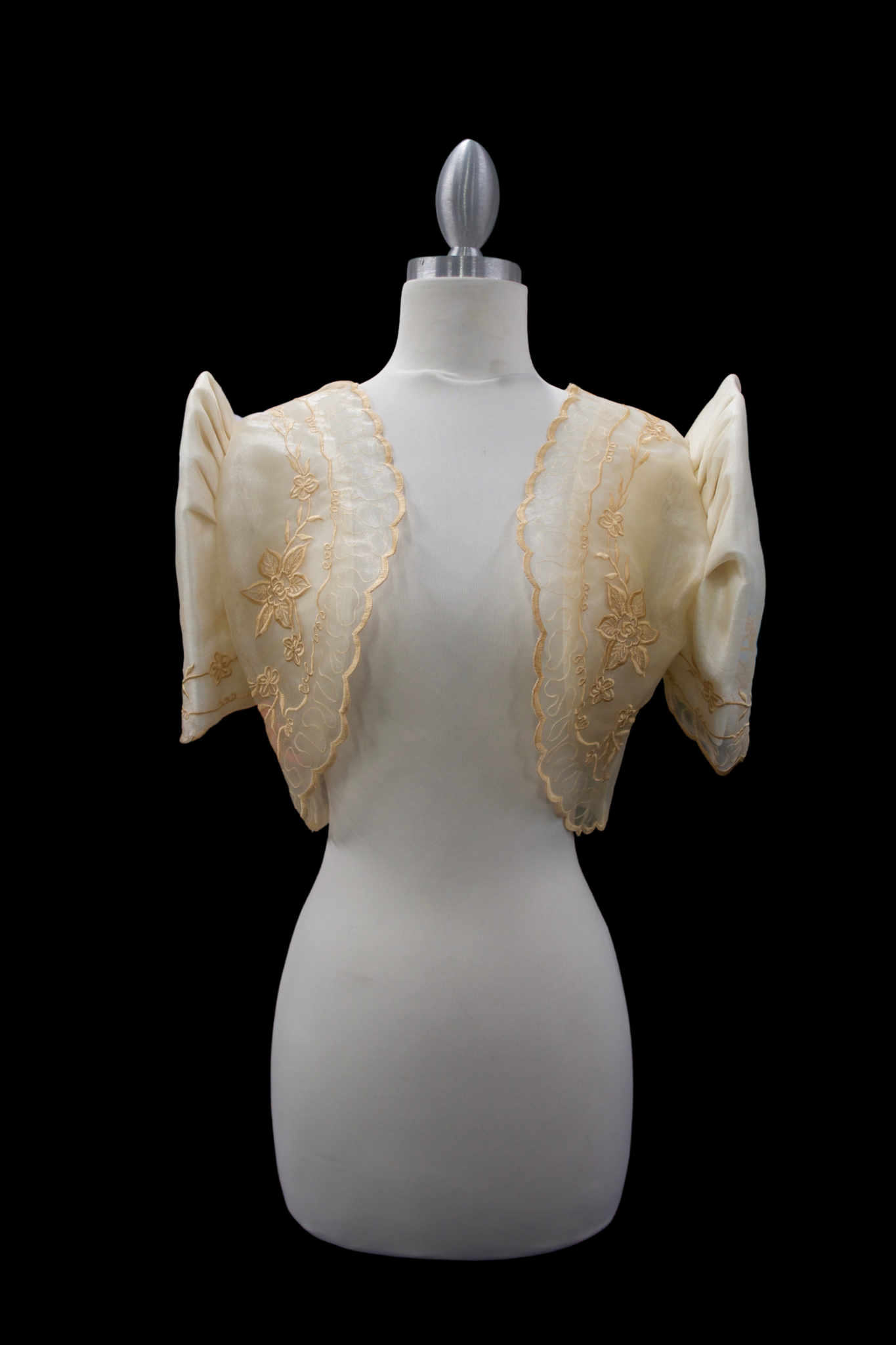Crop Lace Bolero - Beige w/ Champagne Emb