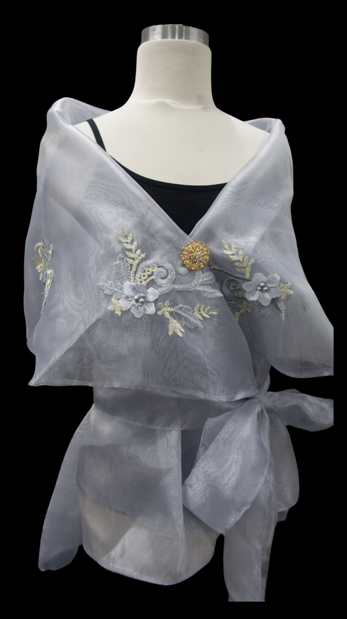 Lace Applique Panuelo - Light Gray