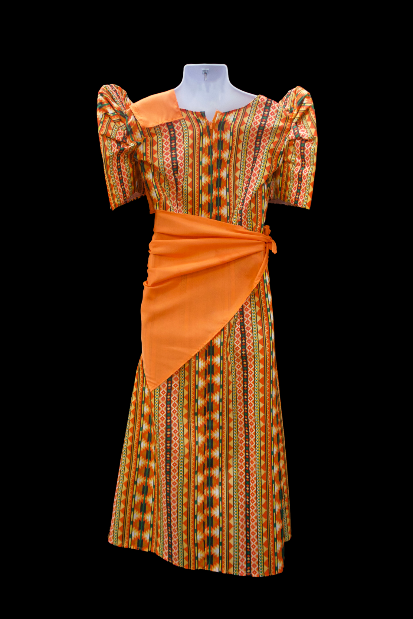 Girl's Balintawak Tribal Dress - Orange