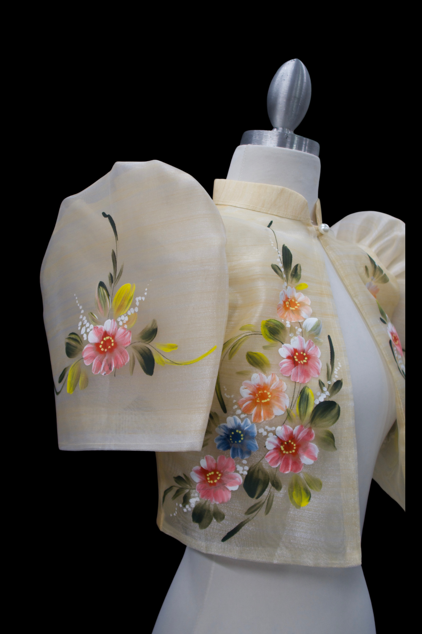 Hand Painted Single Button Bolero - Beige
