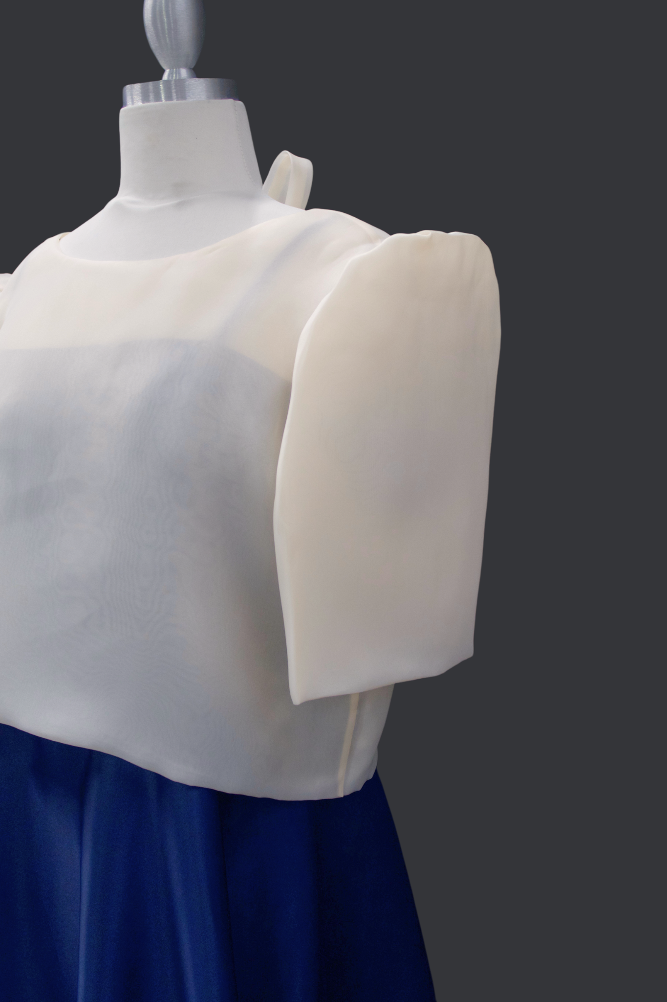 "Sarah" Bow Blouse & Midi Dress Set - Beige/Navy