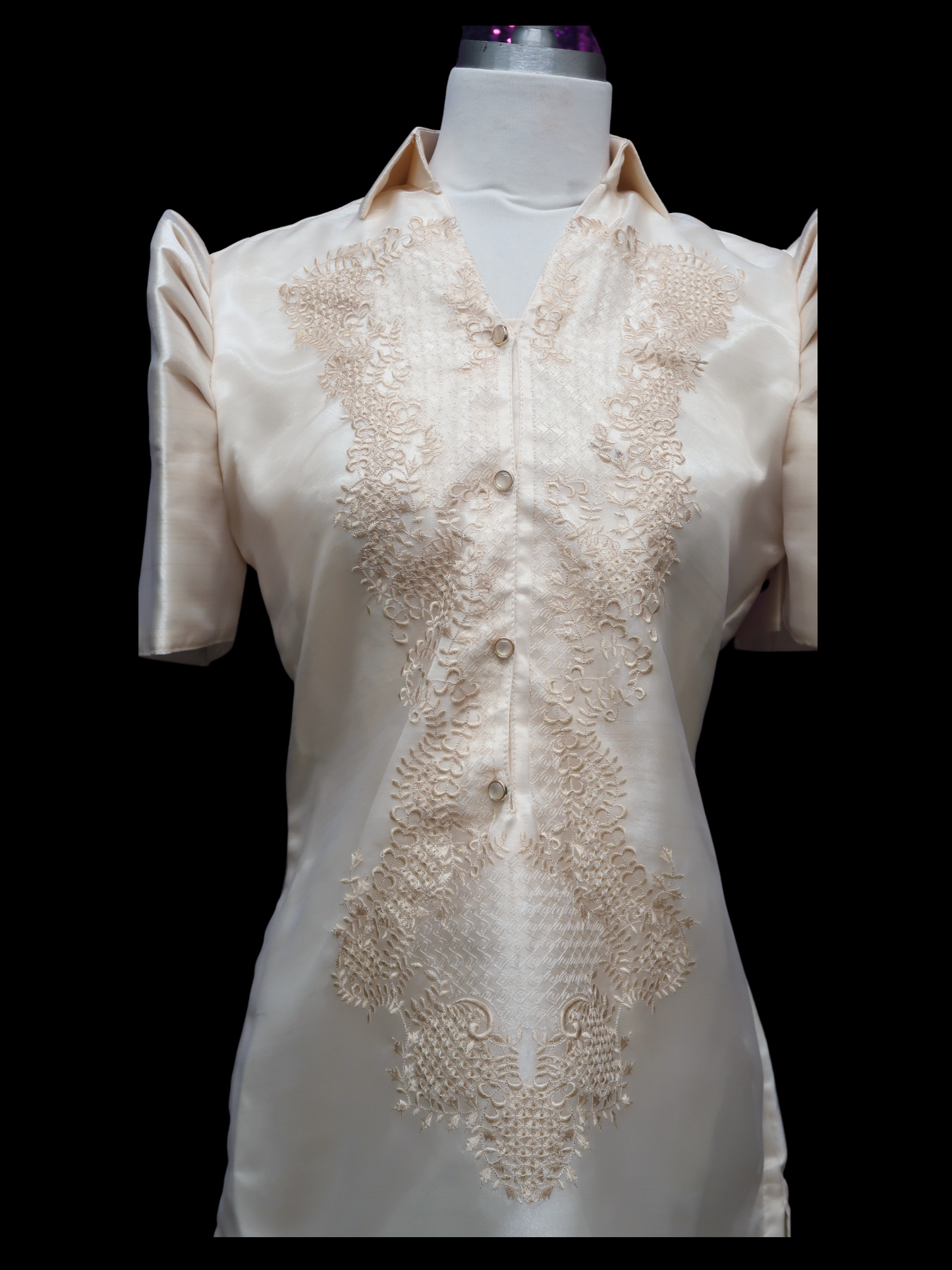 Satin Barong Dress - Beige