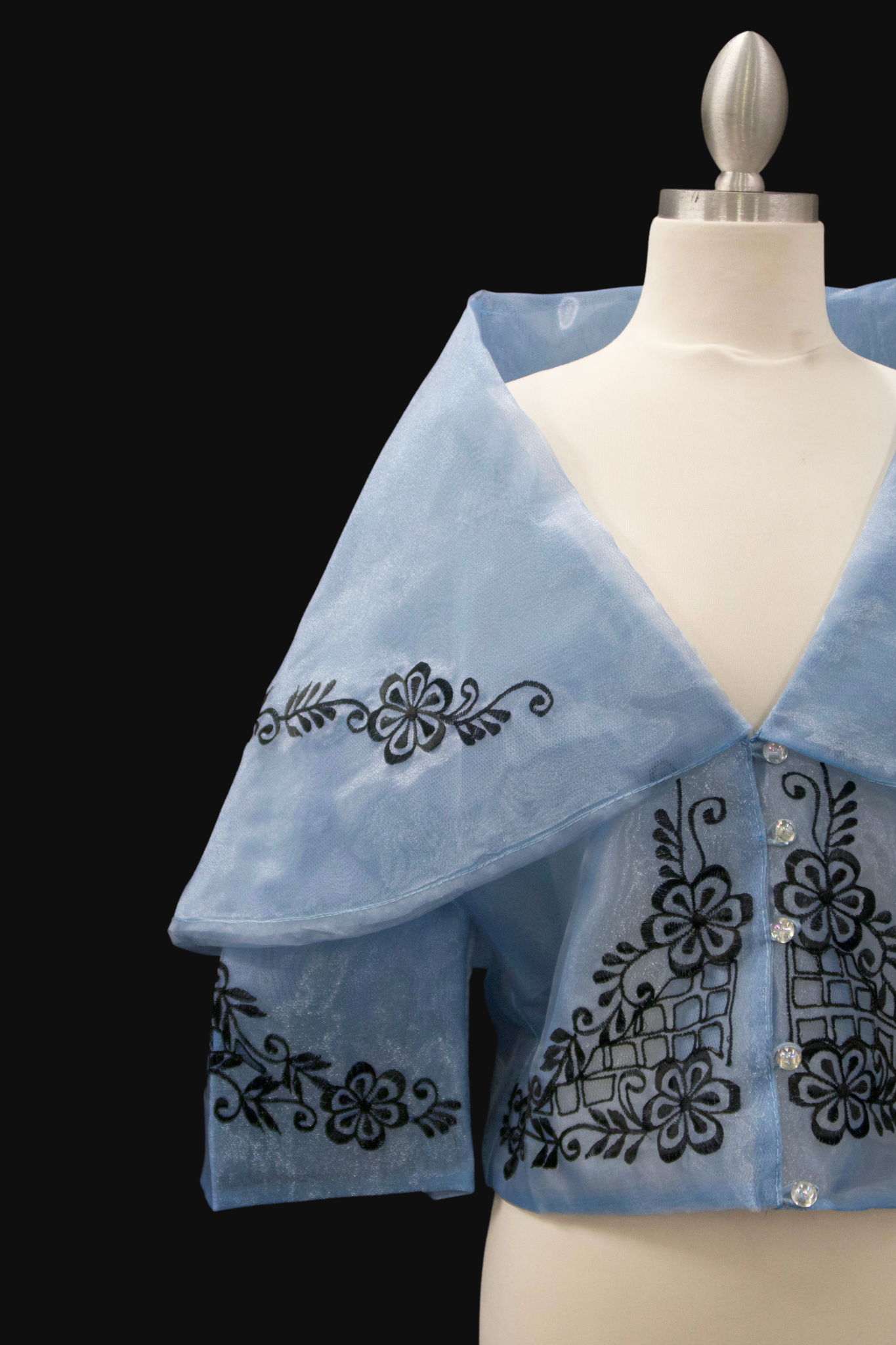 Maria Clara Filipiniana Blouse - Dusty Blue