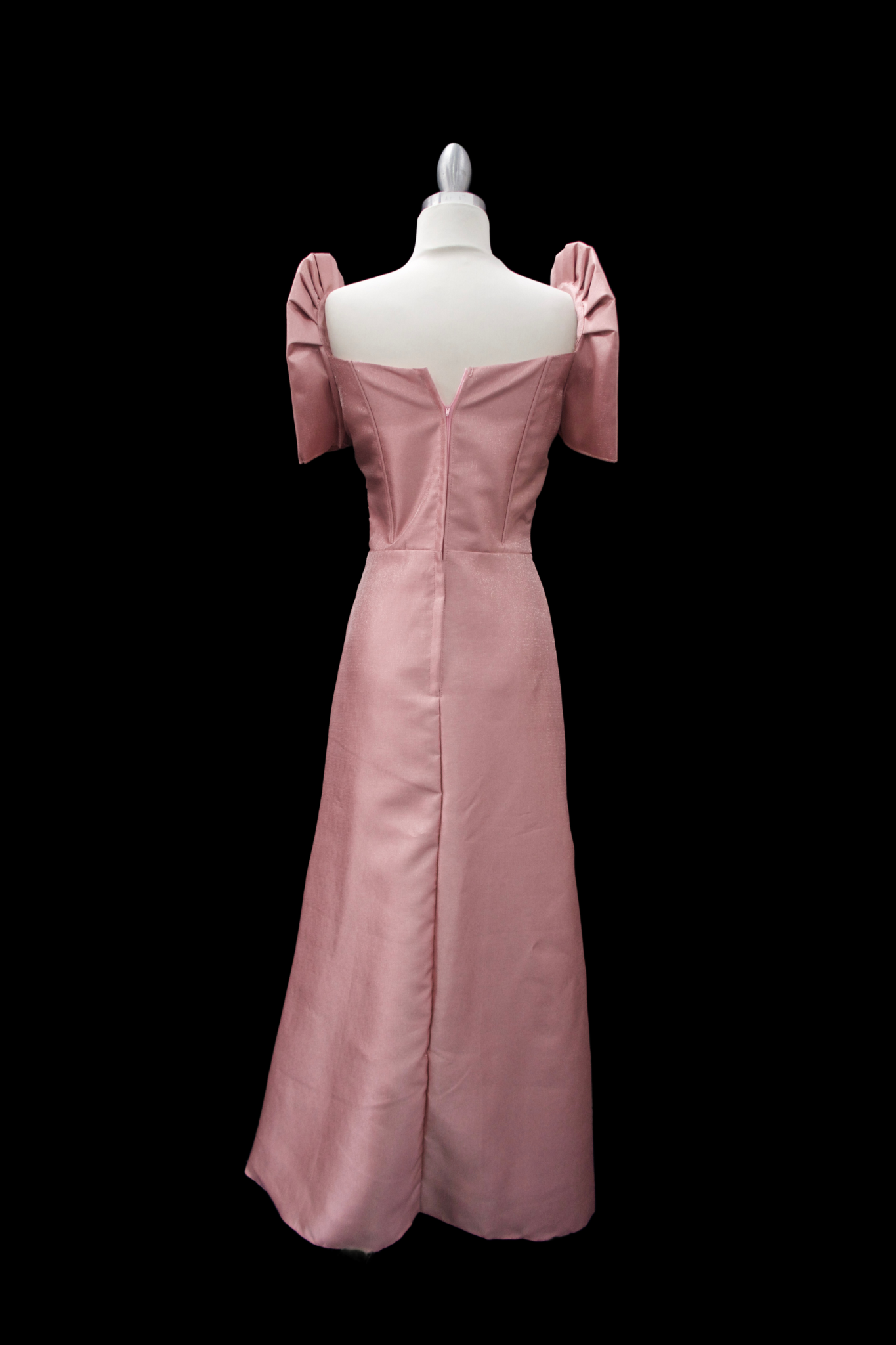 Metallic Gazar Straight Cut Gown - Old Rose