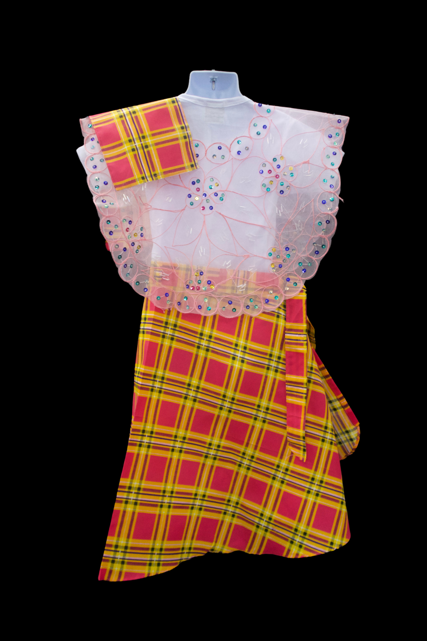 Girl's Plaid Baro't Saya - Pink/Yellow