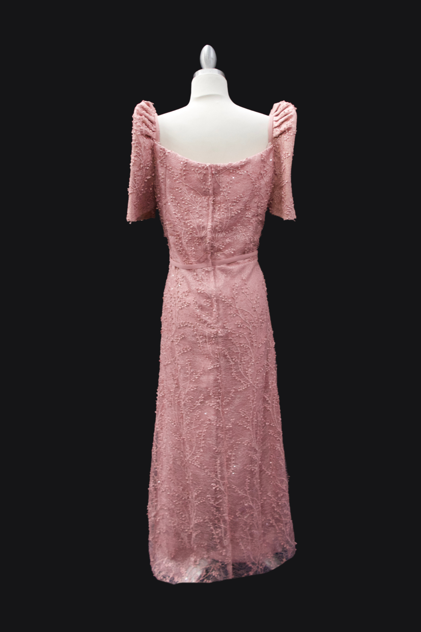 Full Lace Gown with Belt - Rose