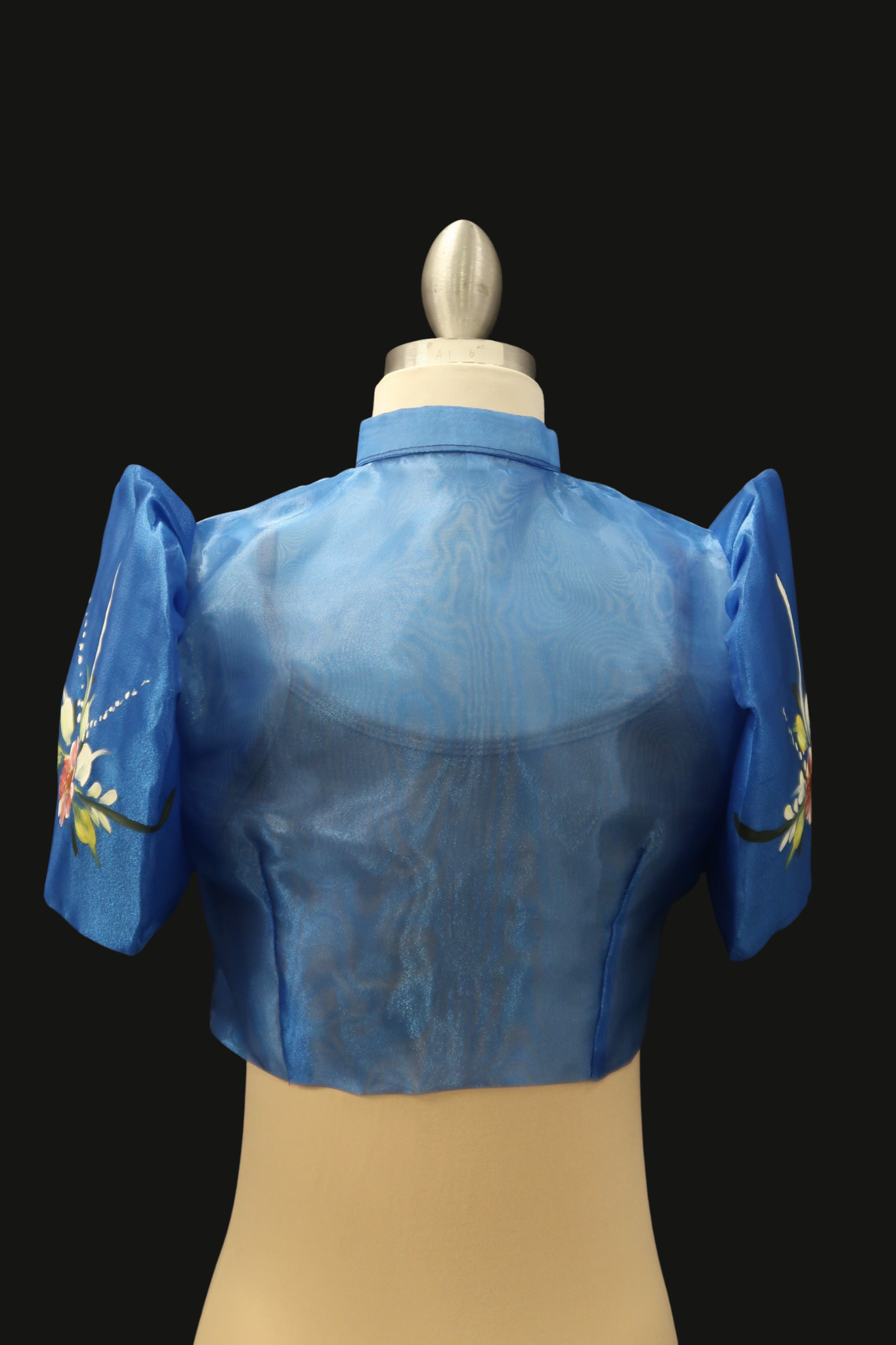 Hand Painted Single Button Bolero - Blue
