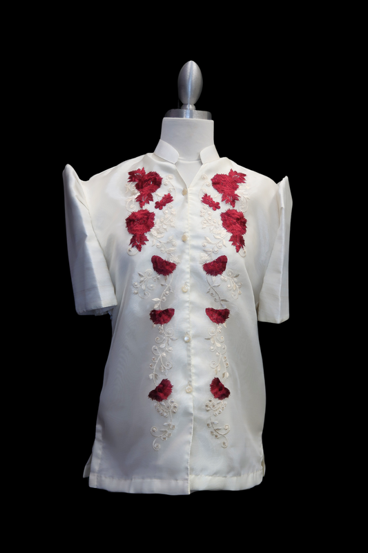 Mestiza Barong Blouse - Burgundy 2