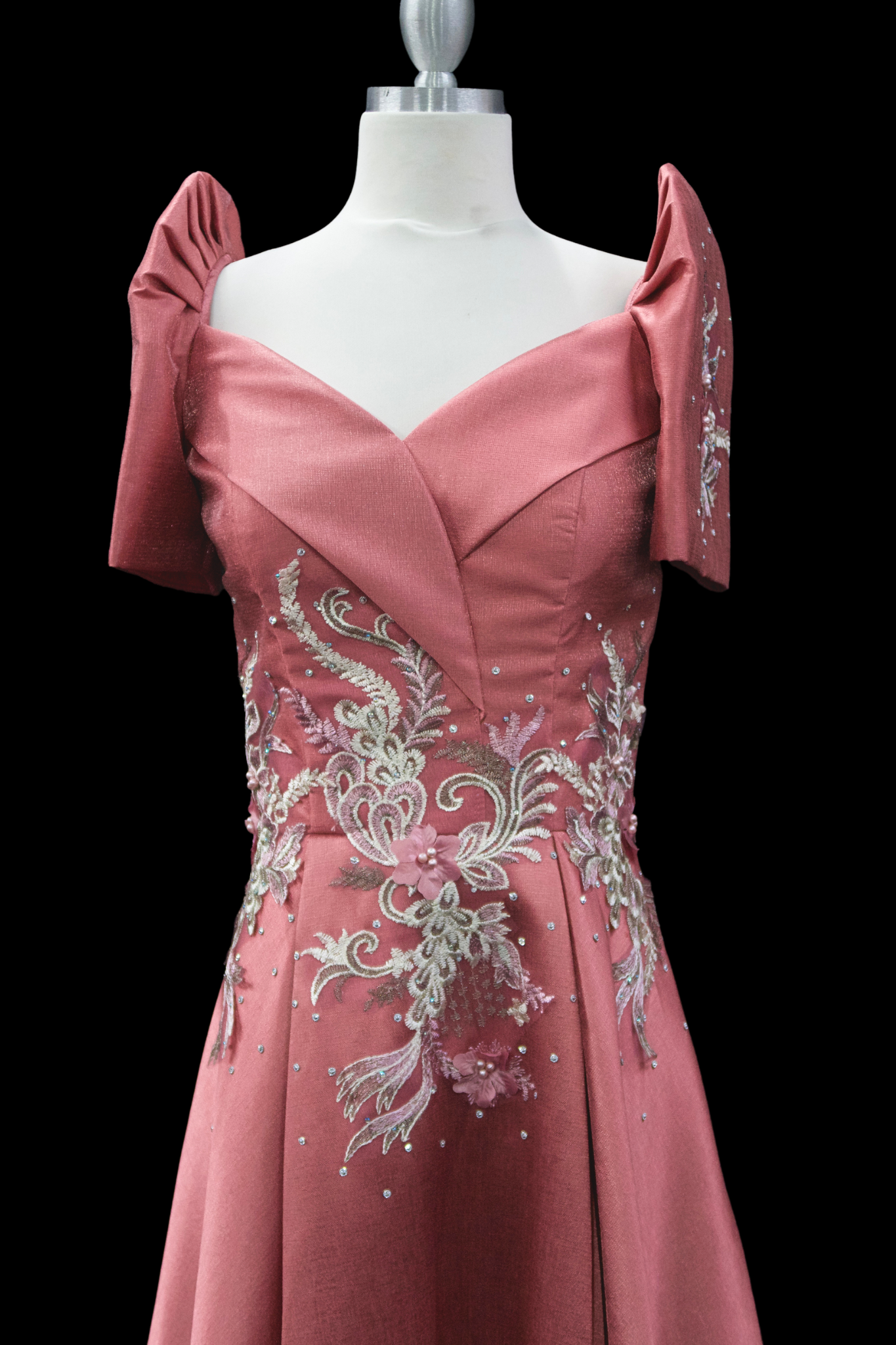 Metallic Gazar Overlap Gown - Pink