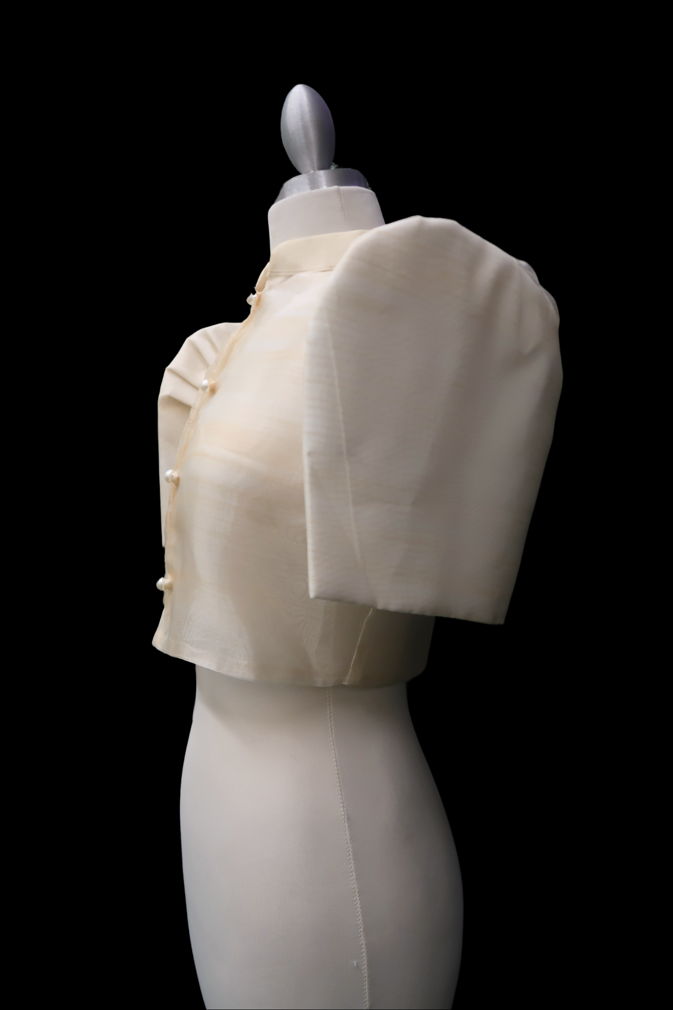 Button Up Crop Bolero - Beige