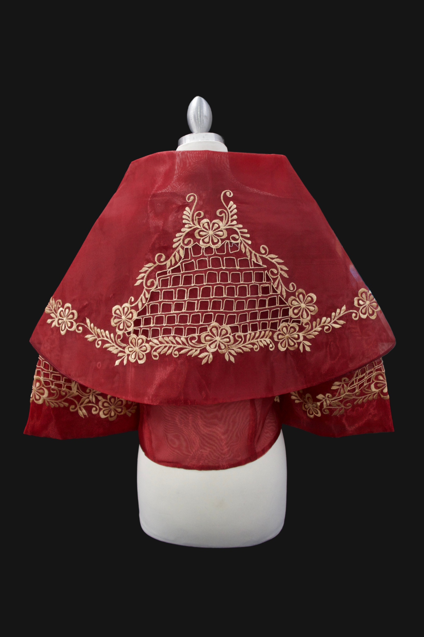Maria Clara Filipiniana Blouse - Burgundy