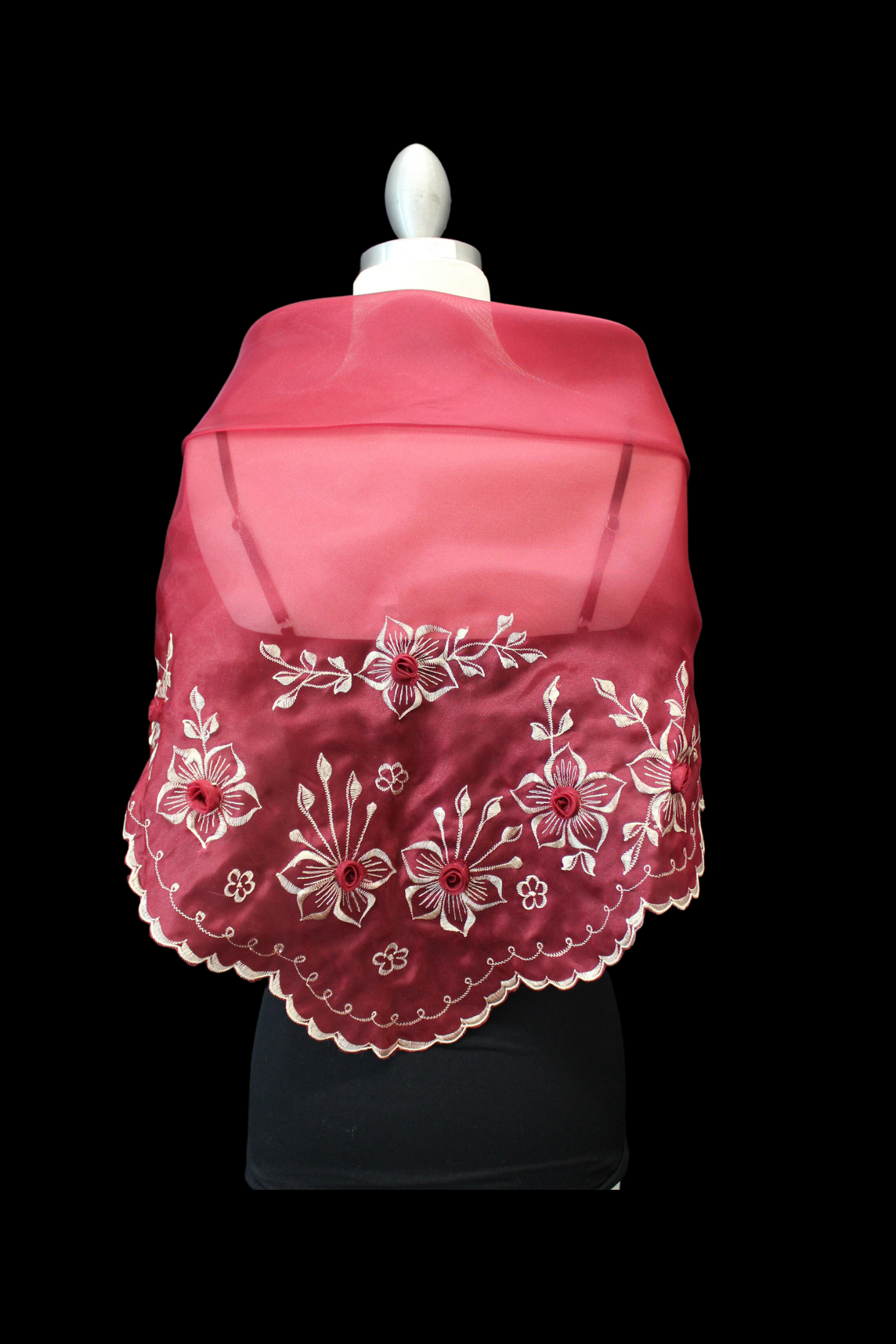 Embroidered Alampay - Burgundy/Mocha