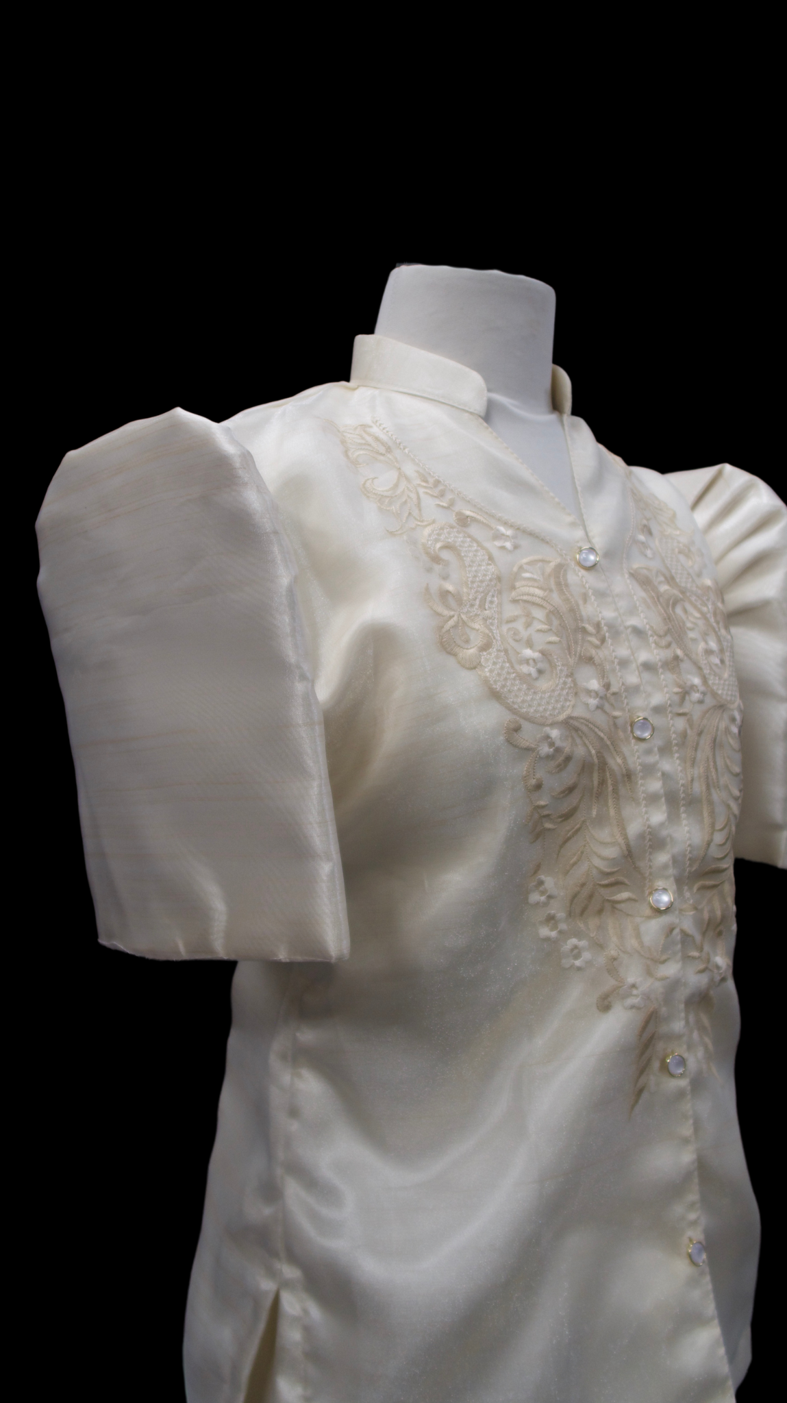Satin Mestiza Barong Blouse - Beige
