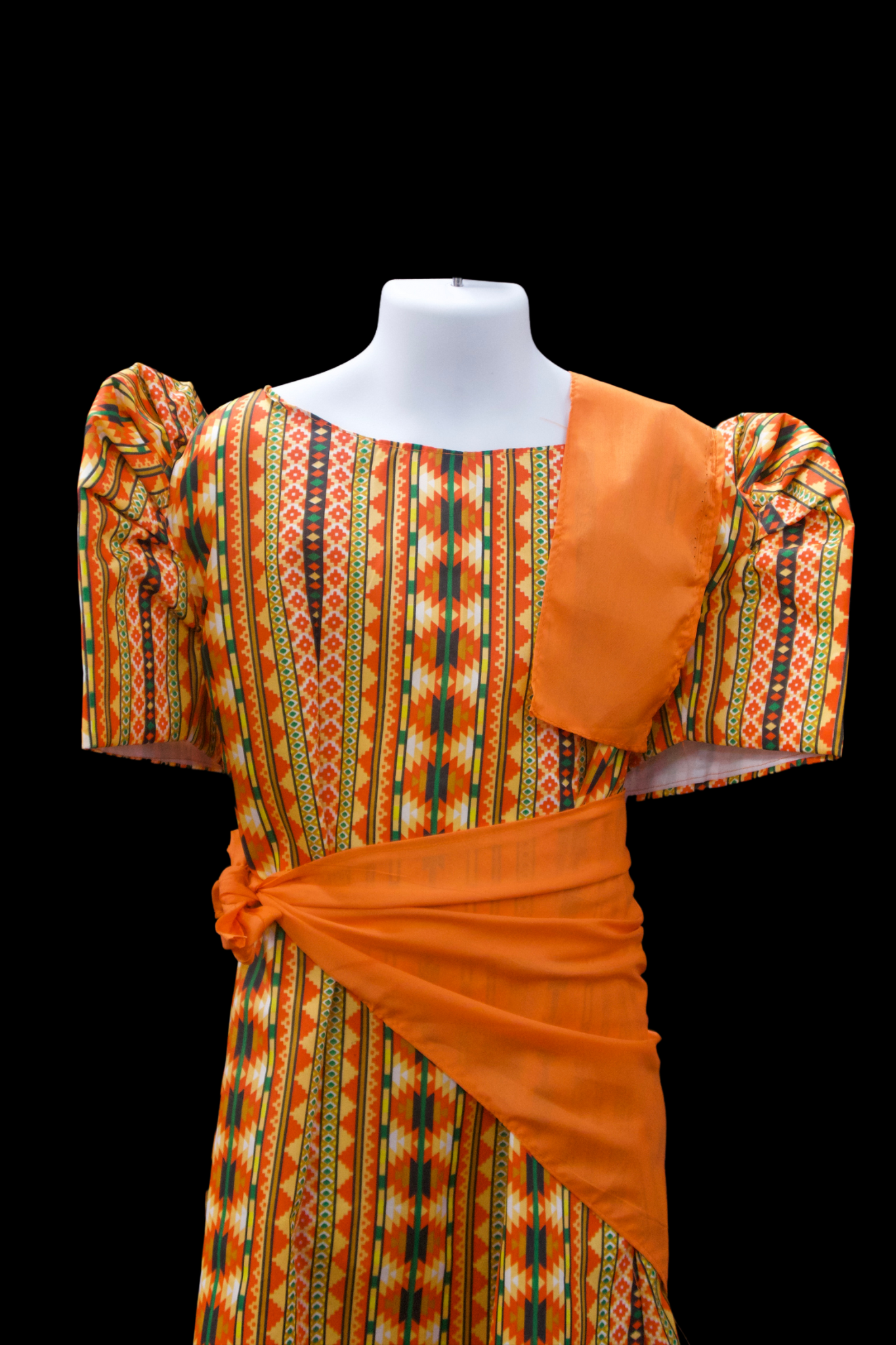 Girl's Balintawak Tribal Dress - Orange