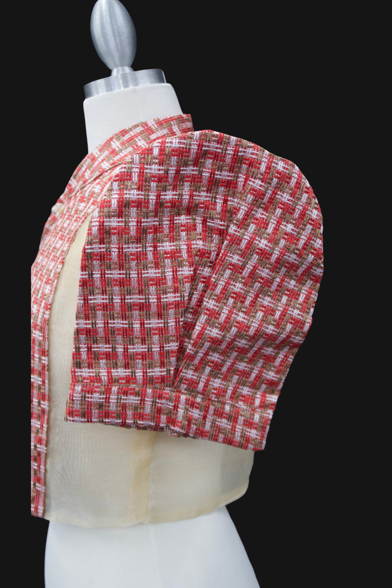 Single Button Bolero - Red Ethnic Print